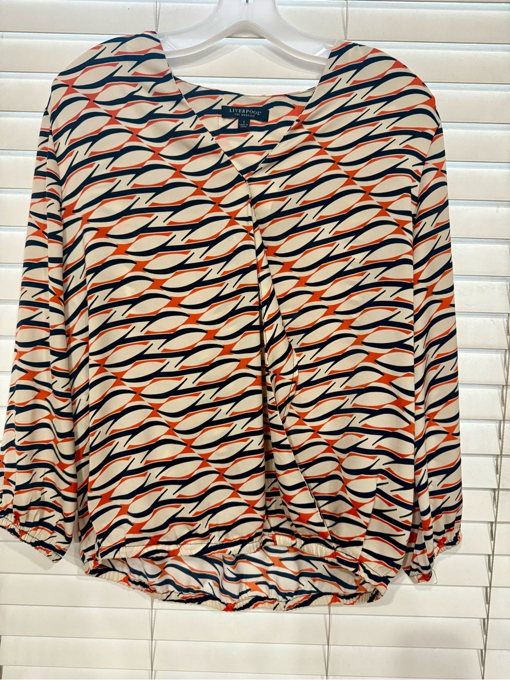 Liverpool Los Angeles Abstract Print Surplice Wrap Blouse
